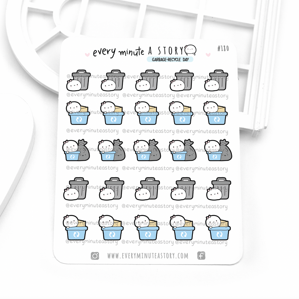 Trash day stickers, garbage day Every Minute A Story