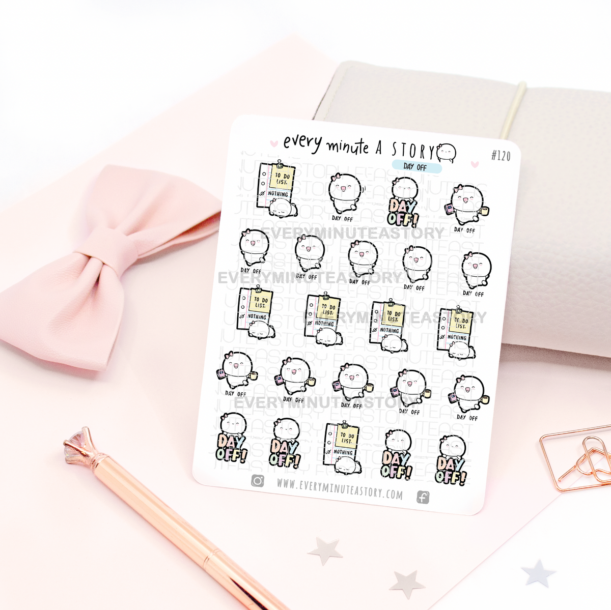 Day off, taking a break Beanie planner stickers Every Minute A Story