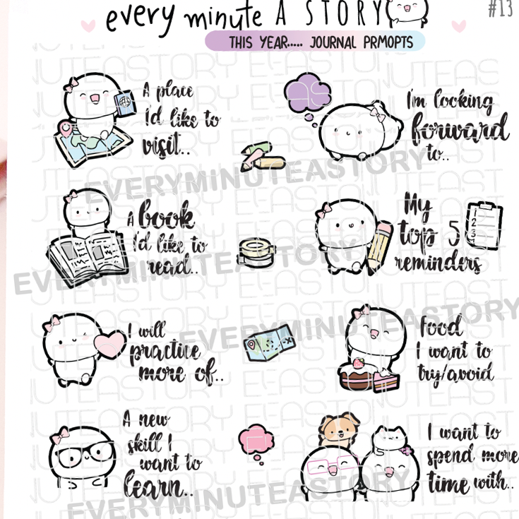 Yearly goals journal prompts stickers – Every Minute A Story