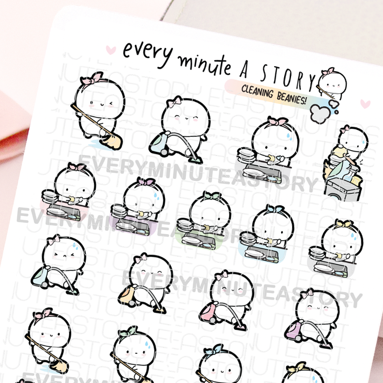 Spring Cleaning, dishes, chores planner stickers