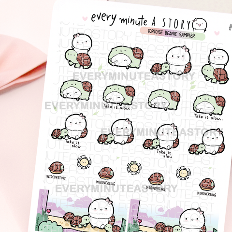 Tortoise Beanie stickers, introverting, take it slow
