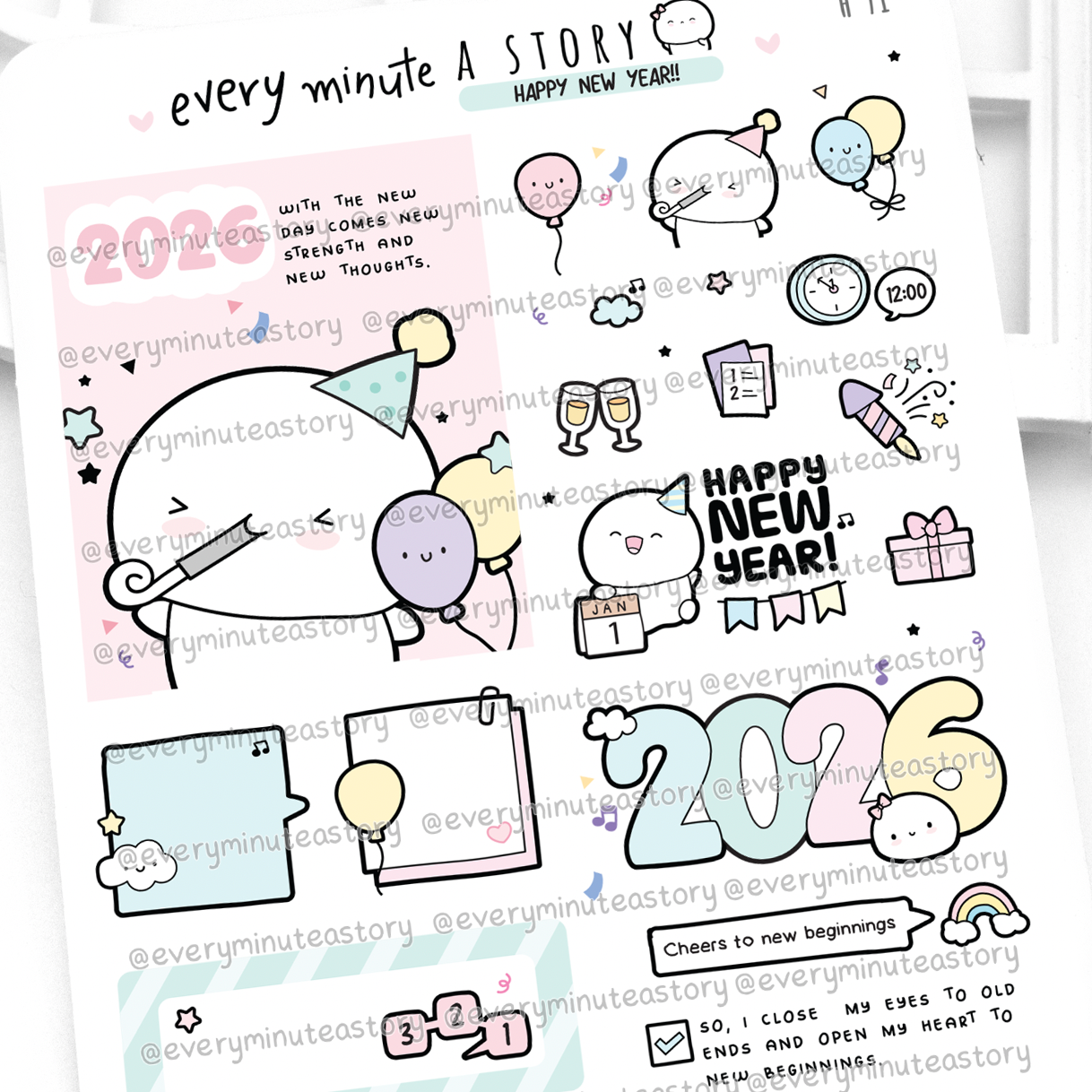 Happy New Year 2026 Beanie stickers