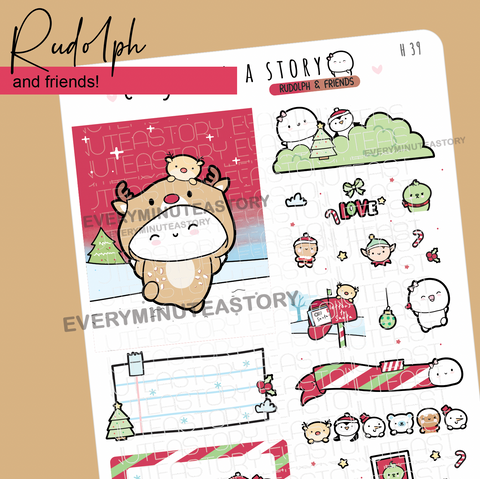 Rudolph and friends stickers, Christmas