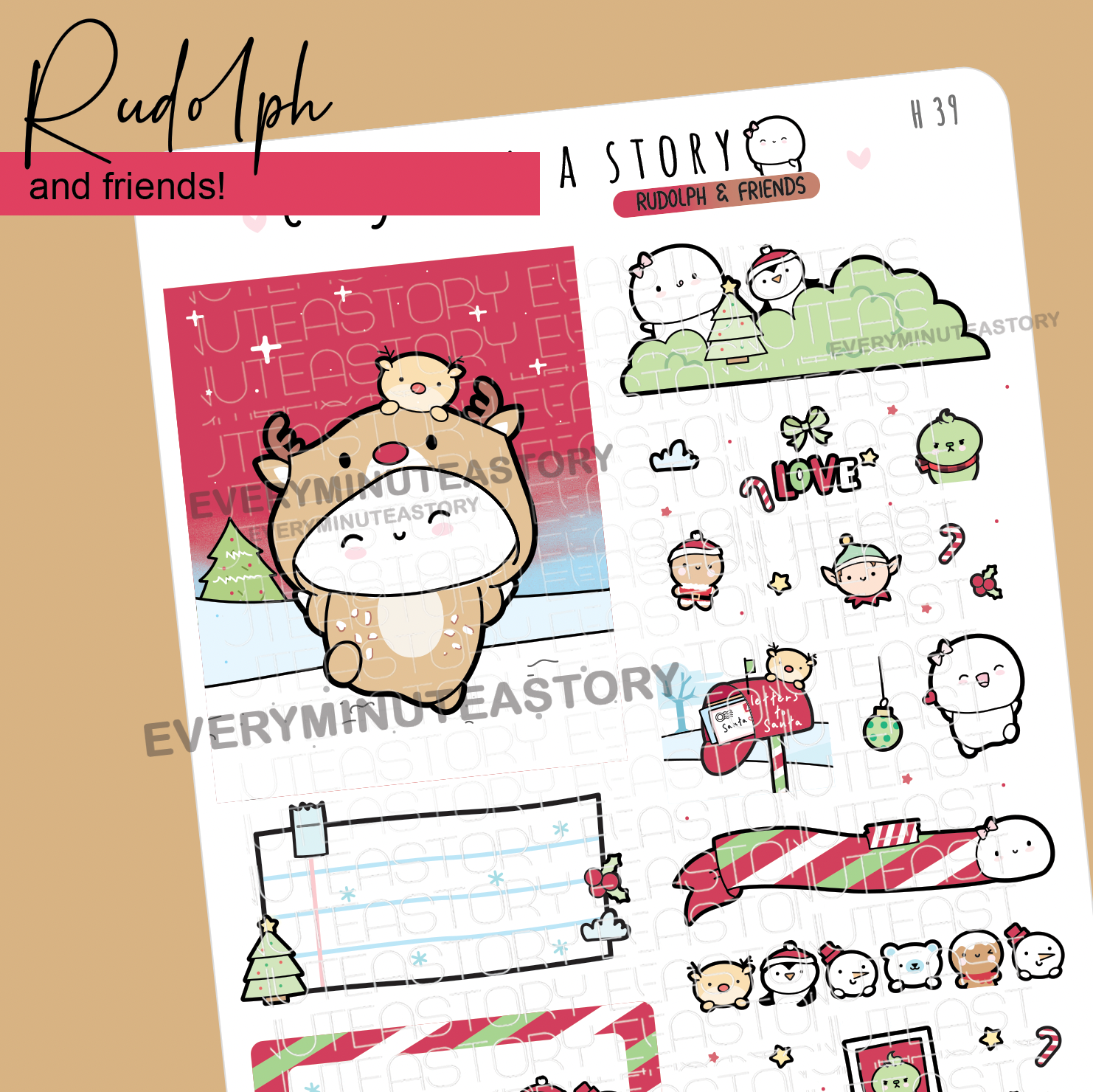Rudolph & friends stickers, Christmas