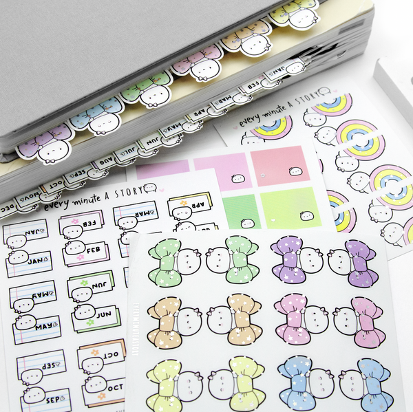 Planner tabs- rainbow, bow, monthly, pastel- Limited Stock!