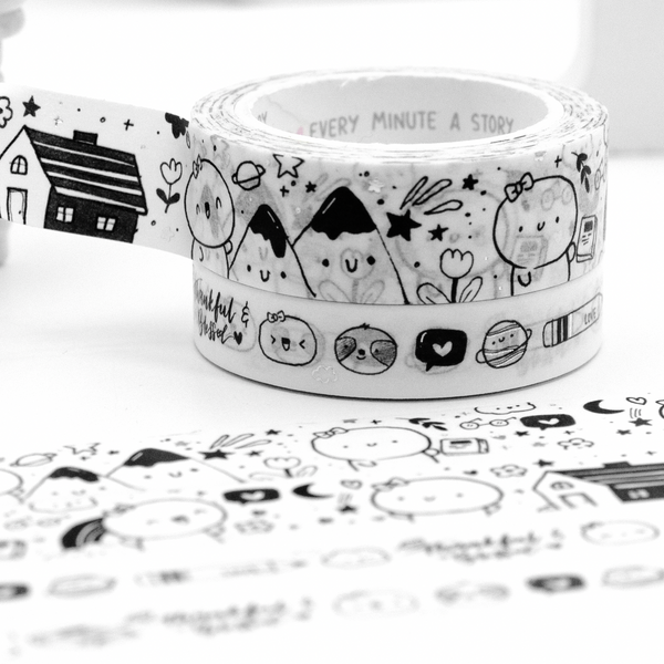 Sketchbook Beanie washi, hand sketched - Limit 1/order