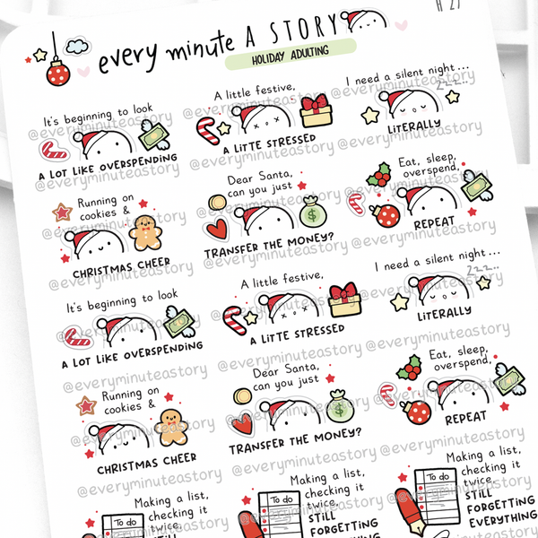 Holiday adulting stickers,, Christmas planner