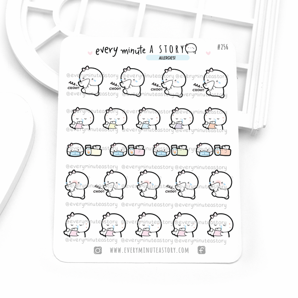 Allergy Beanies stickers, cold, sick weather, mask, sneezing