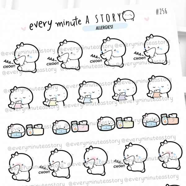 Allergy Beanies stickers, cold, sick weather, mask, sneezing