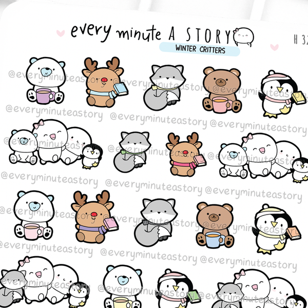 Winter critters stickers