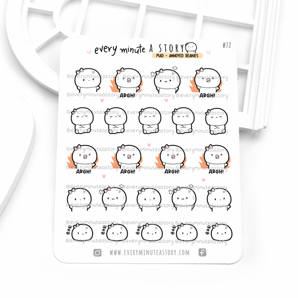 Mad, annoyed, angry Beanie stickers