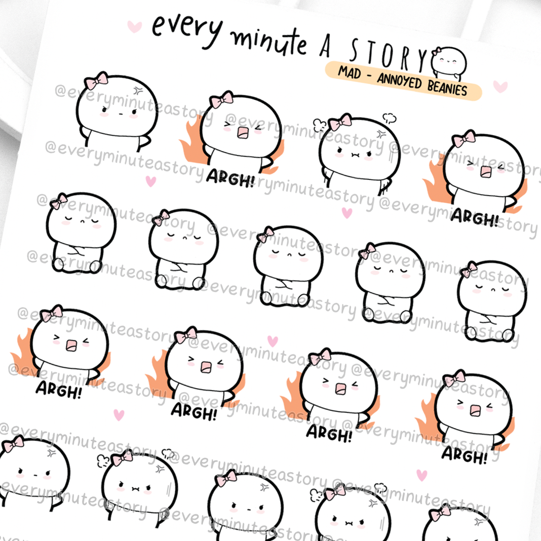 Mad, annoyed, angry Beanie stickers