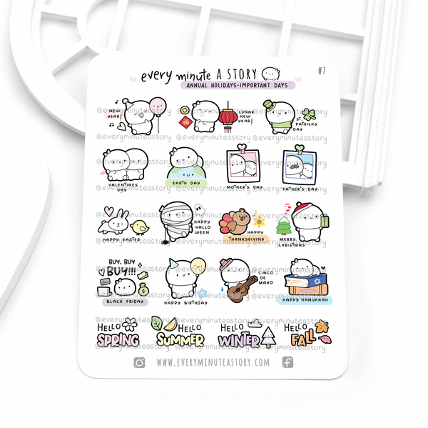 Annual holidays, important days of the year stickers