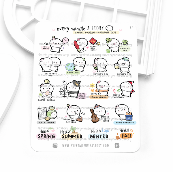 Annual holidays, important days of the year stickers