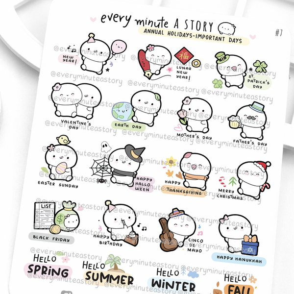 Annual holidays, important days of the year stickers