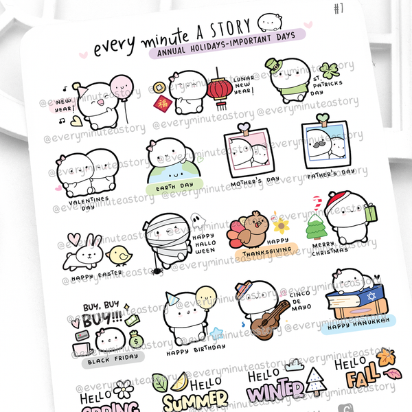 Annual holidays, important days of the year stickers