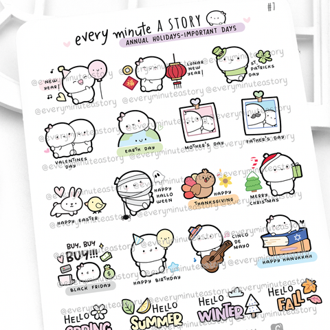 Annual holidays, important days of the year stickers