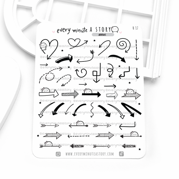 Arrows Beanie stickers, functional deco planner stickers