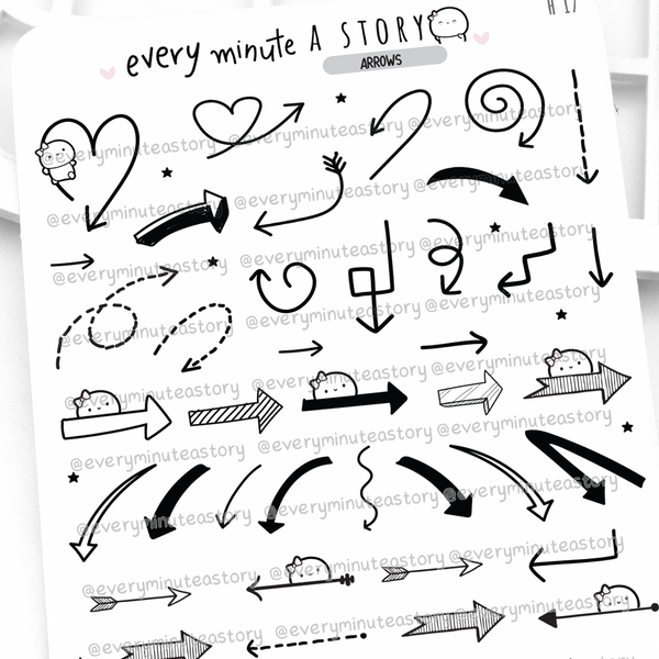 Arrows Beanie stickers, functional deco planner stickers