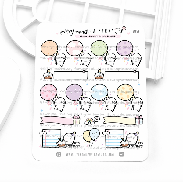 Write- in birthday, celebration stickers/notes