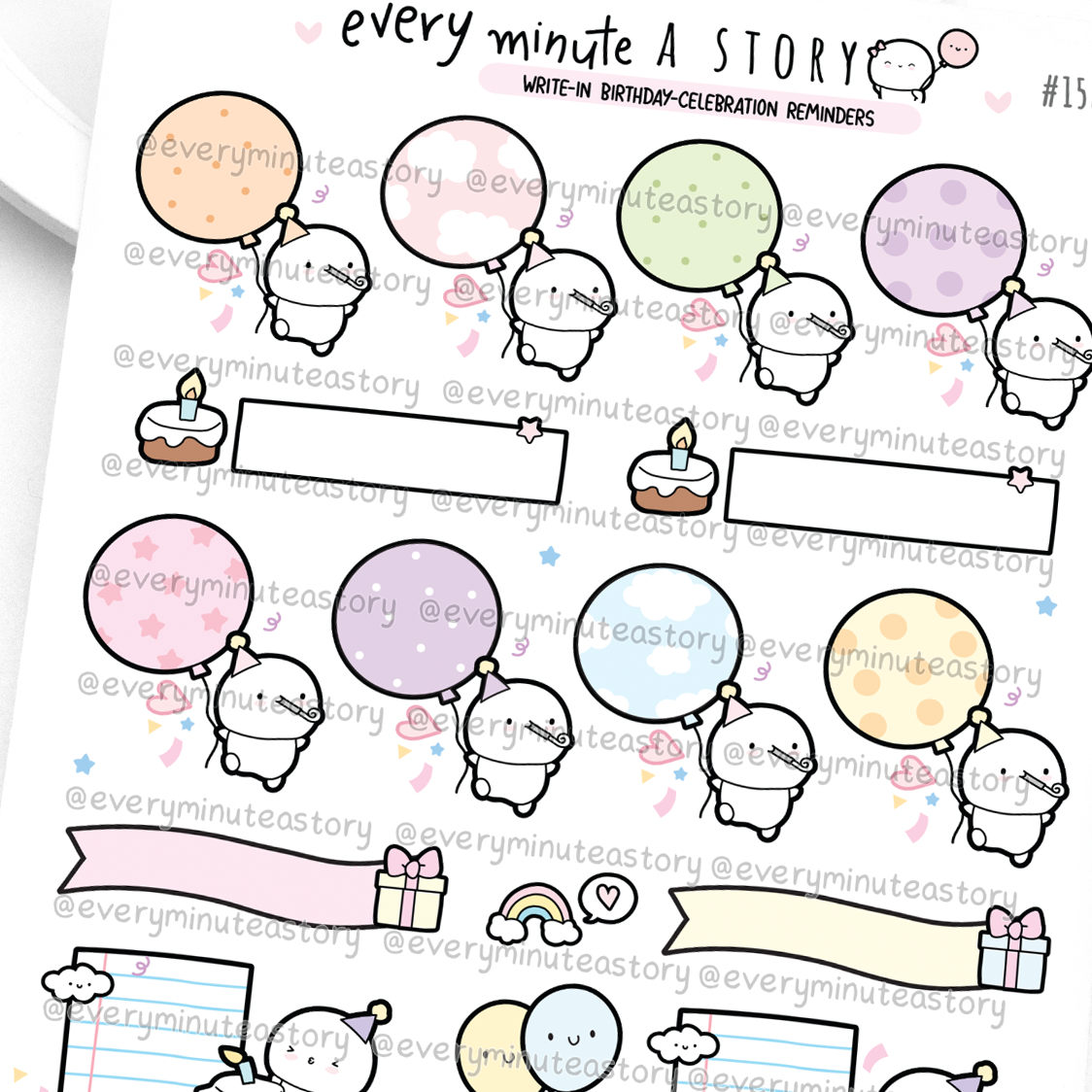 Write- in birthday, celebration stickers/notes