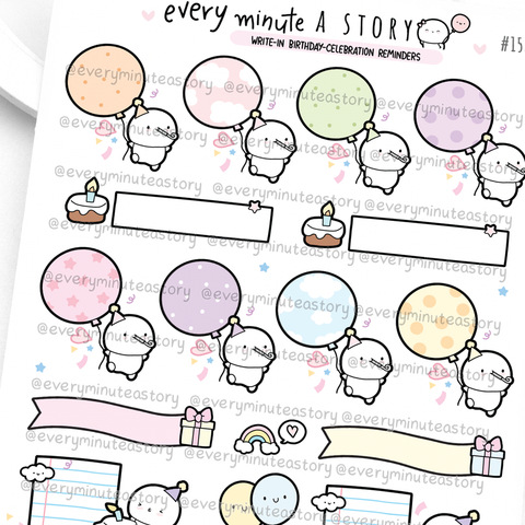 Write- in birthday, celebration stickers/notes