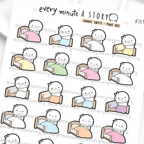 Change sheets, make bed chores Beanie stickers