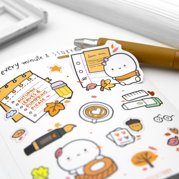 Golden vibes fall big stickers, orange foil, set of 2- Limited Stock!