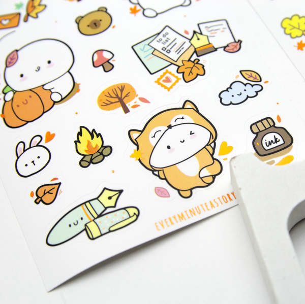 Golden vibes fall big stickers, orange foil, set of 2- Limited Stock!