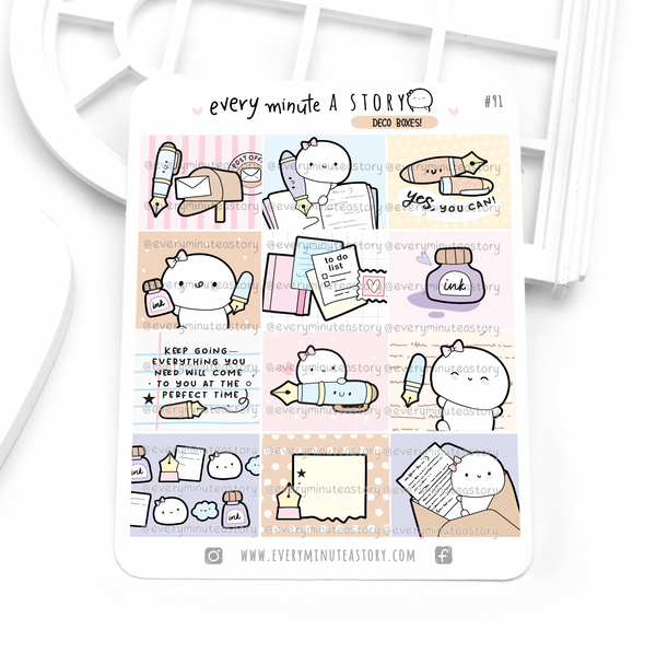 Ink therapy deco boxes stickers, fountain pens, writing, notes
