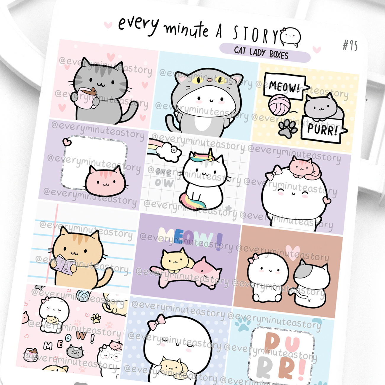 Cat lady deco boxes planner stickers