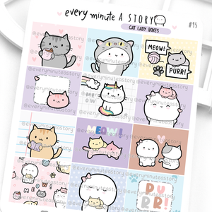 Cat lady deco boxes planner stickers
