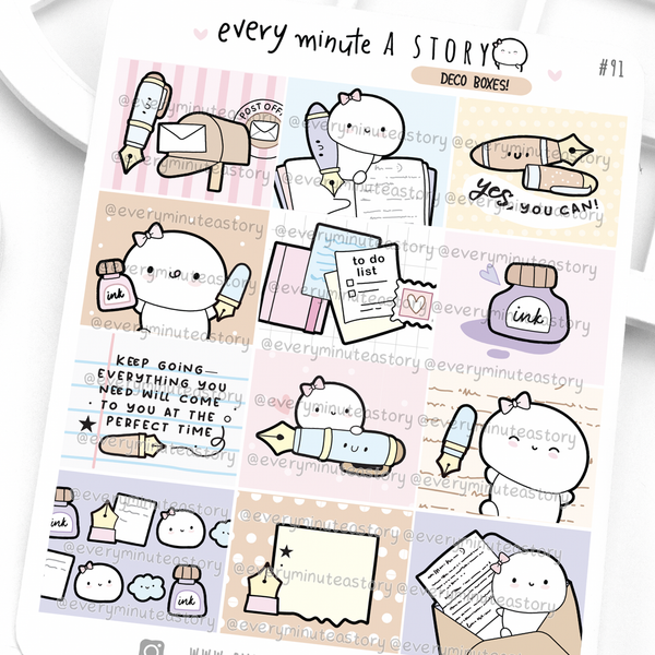 Ink therapy deco boxes stickers, fountain pens, writing, notes