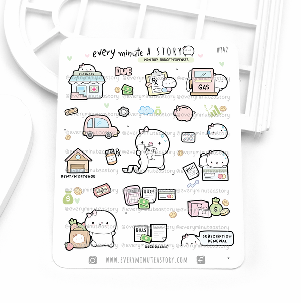 Monthly budget/expenses sticker sampler, finance, accounting