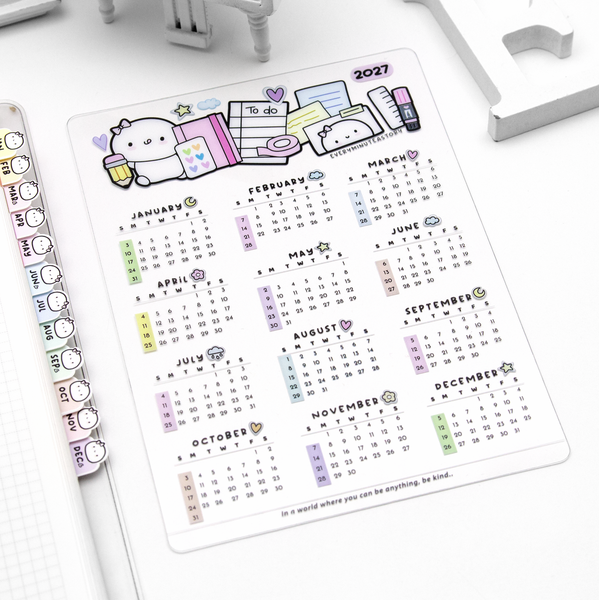 2027 calendar, transparent pencil board, planner bookmark B6 - Limited Stock! Limit 3/order