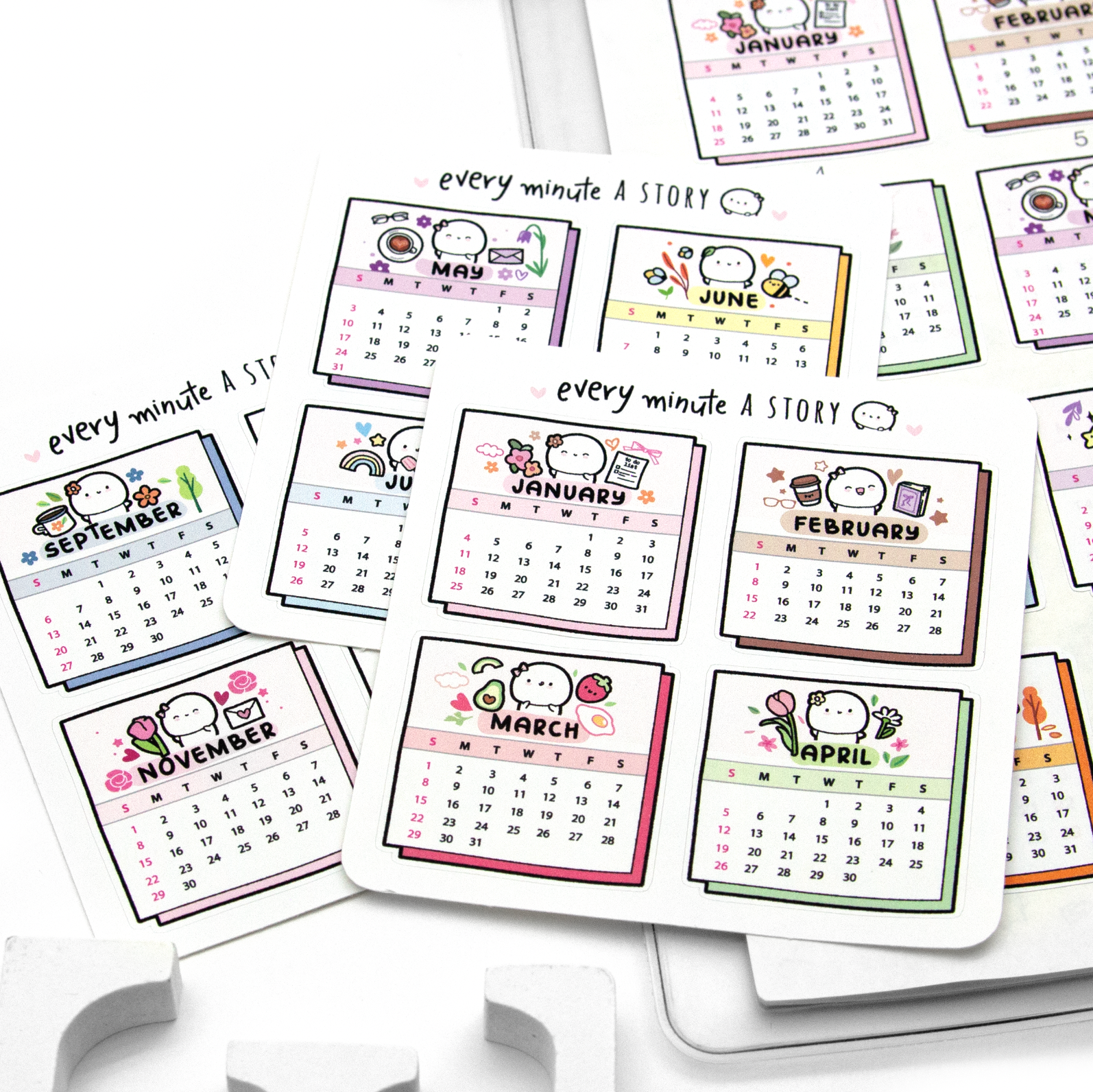 2026 calendar stickers, 12 months