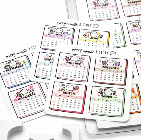 2026 calendar stickers, 12 months