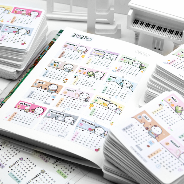 2027 calendar stickers, 12 months, large