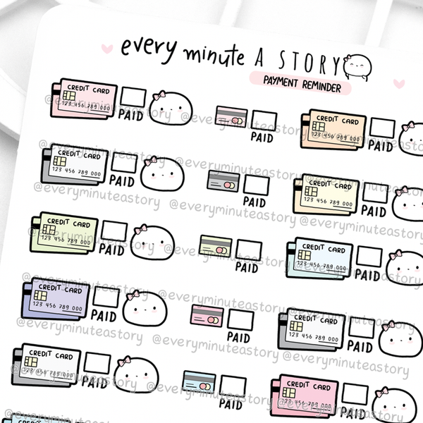 Credit card payment reminder stickers