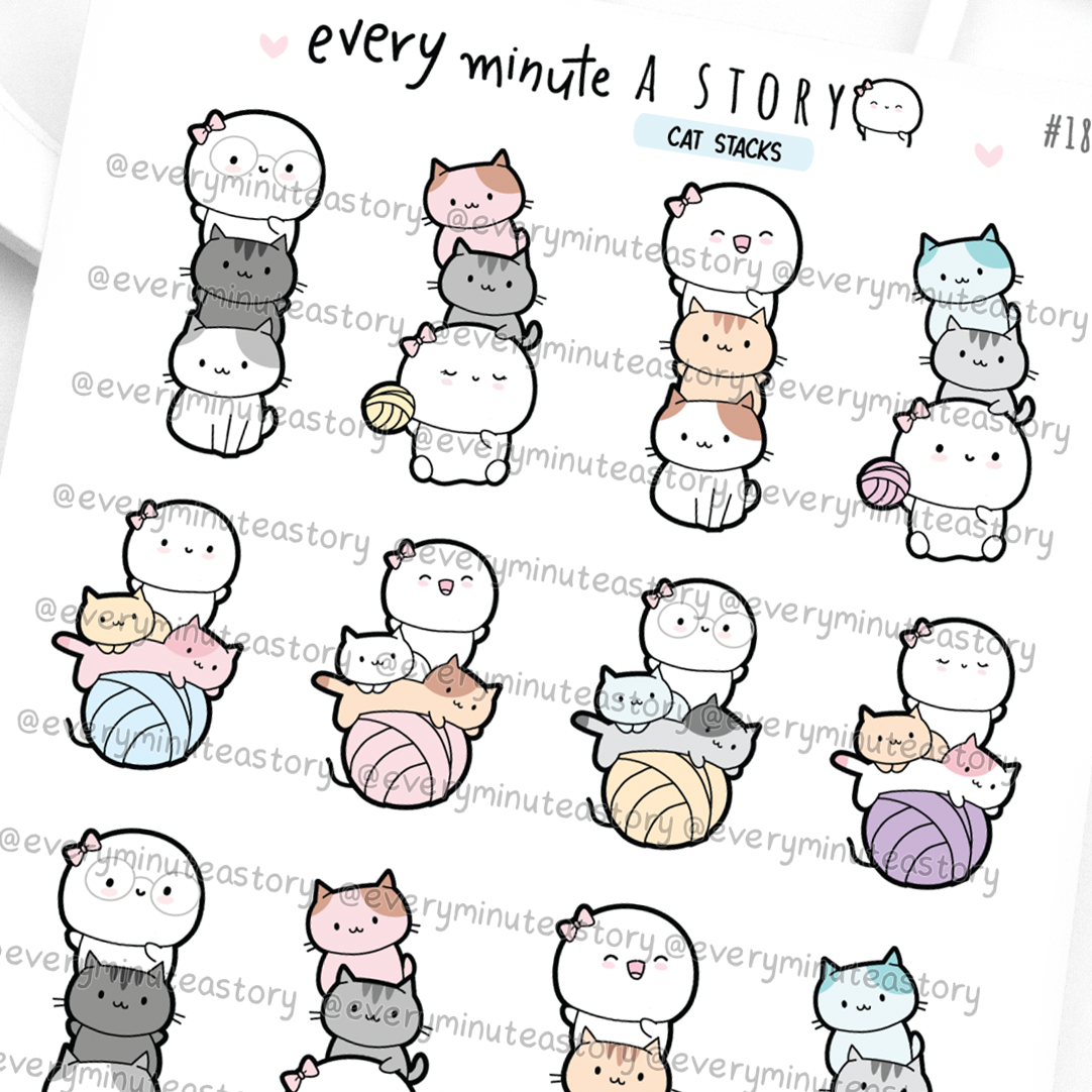 Cat stack stickers – Every Minute A Story