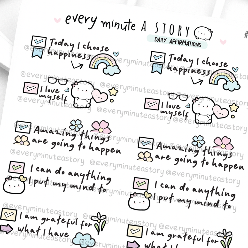 Daily affirmations stickers, mental health – Every Minute A Story
