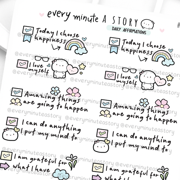 Daily affirmations stickers, mental health