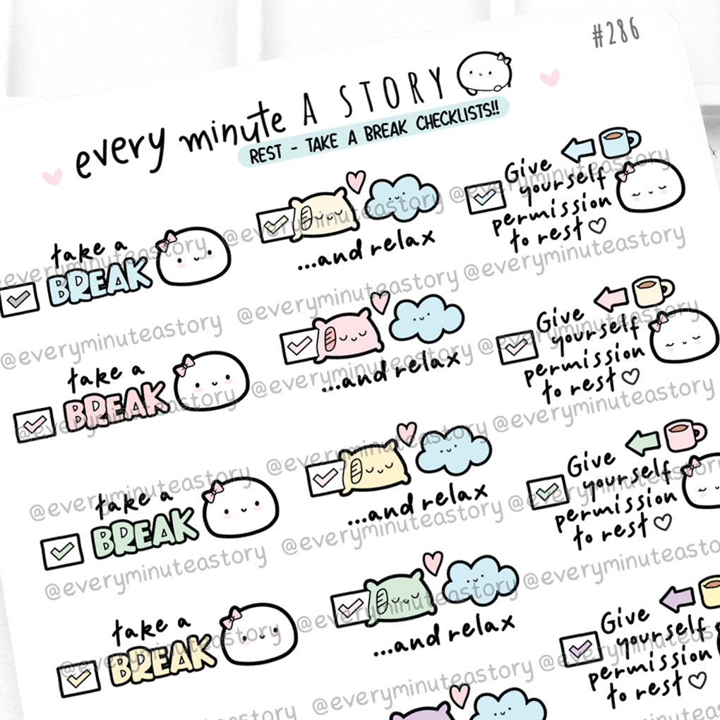 Break Checklist Rest, take a break checklists, work – Every Minute A Story