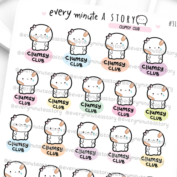 Clumsy club Beanie stickers, paper cut- LOW STOCK!