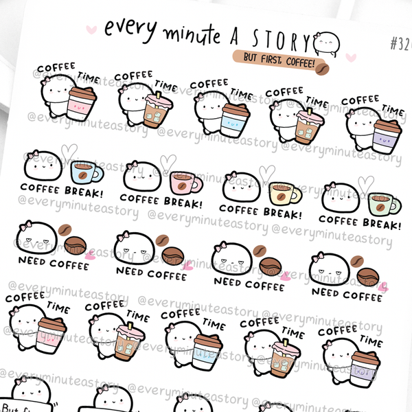 Coffee icon stickers, coffee lovers, coffee time, need coffee, work