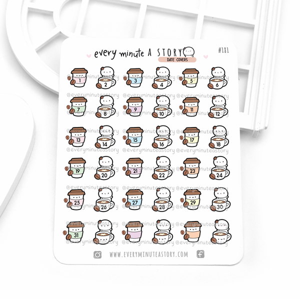 Coffee themed date planner covers stickers