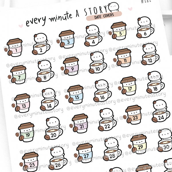 Coffee themed date planner covers stickers