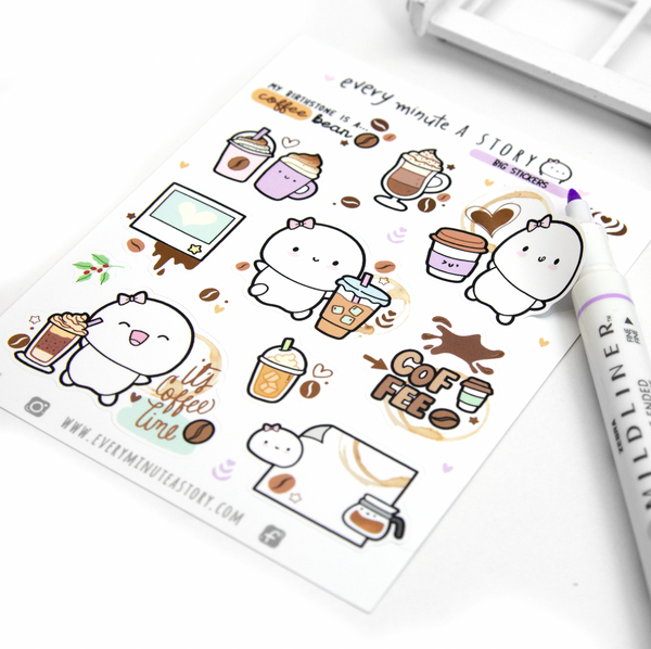 Coffee first, big stickers, brown foil- Limited Stock!