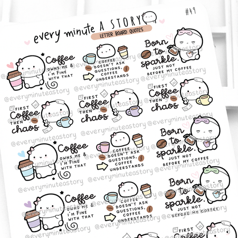 Coffee letter board quotes stickers