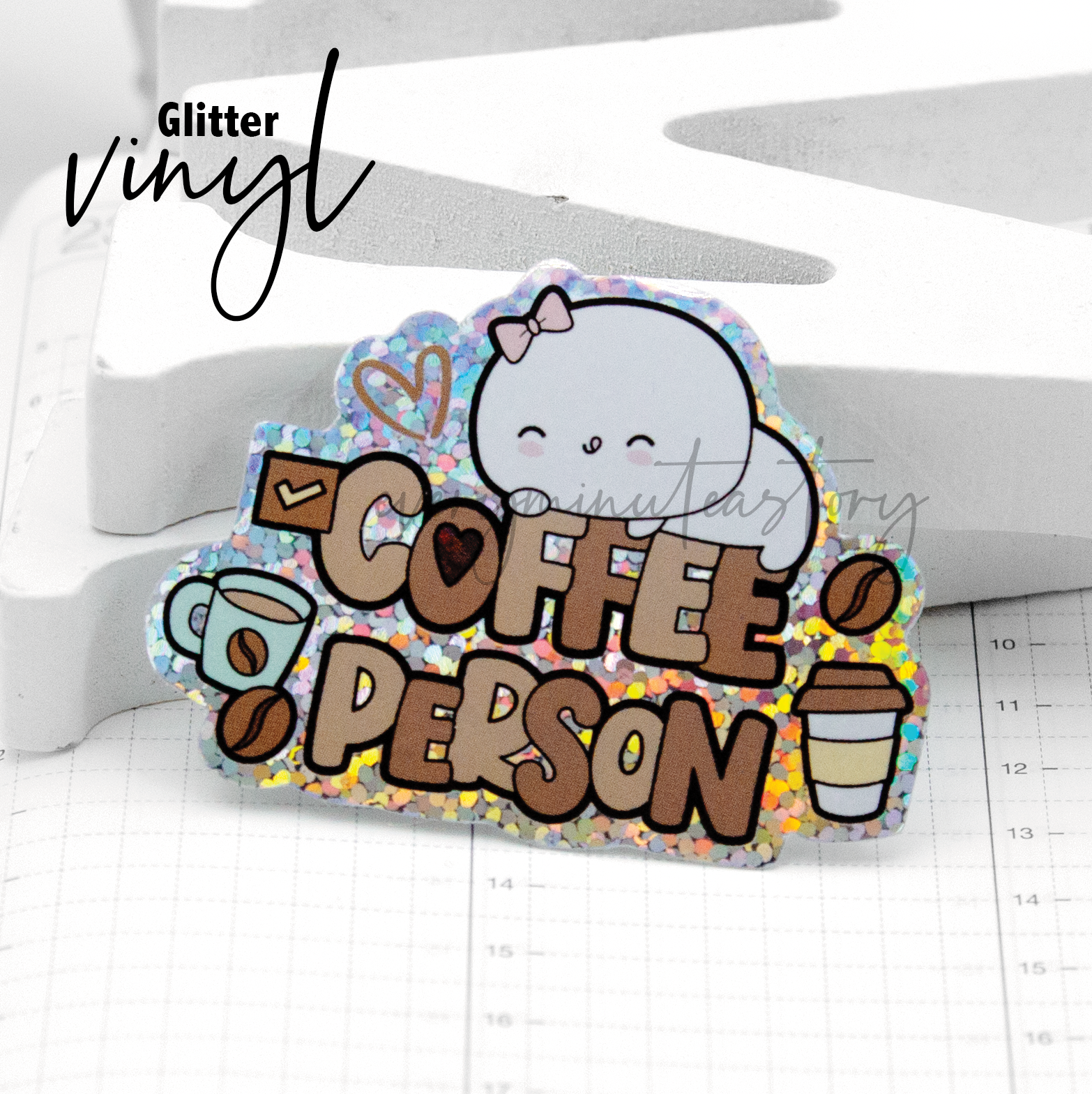 Coffee person glitter vinyl sticker -Limited Stock!